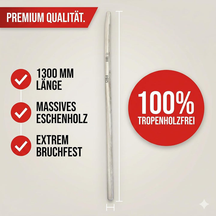 Schaufelstiel Esche PRO 130 cm – Ergonomischer Holzstiel für Schaufel, Spatenstiel, Gerätestiel &amp; Er