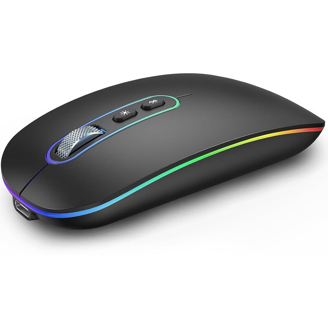 RaceGT Maus Aufladbar Kabellos Bluetooth 5.1 + USB 2,4 GHz LED Mouse Wireless Ergonomic Leise klick