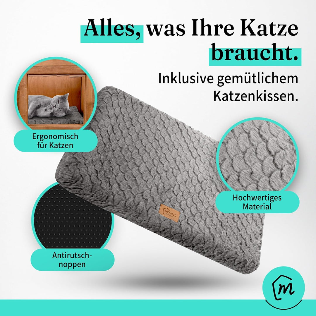 Katzenhaus Outdoor Winterfest isoliert - Robustes Katzenhaus für draussen aus Fichtenholz - Wasserdi