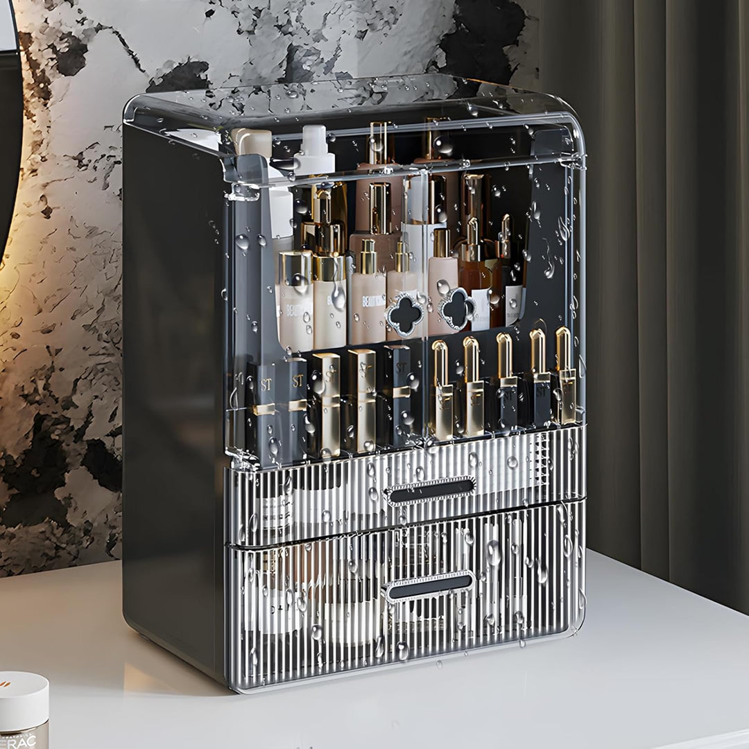 Make Up Organizer Kosmetik Aufbewahrung mit Deckel Schubladen Dustproof Cosmetic Schmink Organizer B