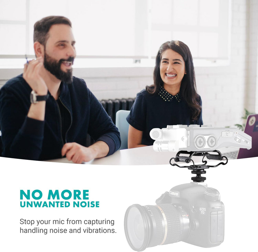 Movo SMM5-B Universal-Mikrofon und tragbare Recorder-Stossdämpferhalterung – passend für Zoom H1n, H