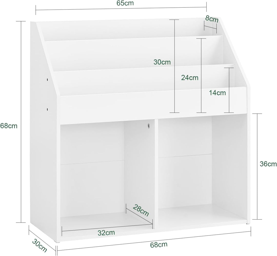 SoBuy Kinder Bücherregal Montessori Regal Kinderzimmer mit 3 Ablagefächern und 2 offenen Fächern Kin