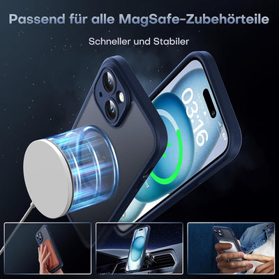 TOCOL 3 in 1 für iPhone 15 Hülle für Magsafe, Vollständiger Kameraschutz Stossfest Kratzfest Magneti