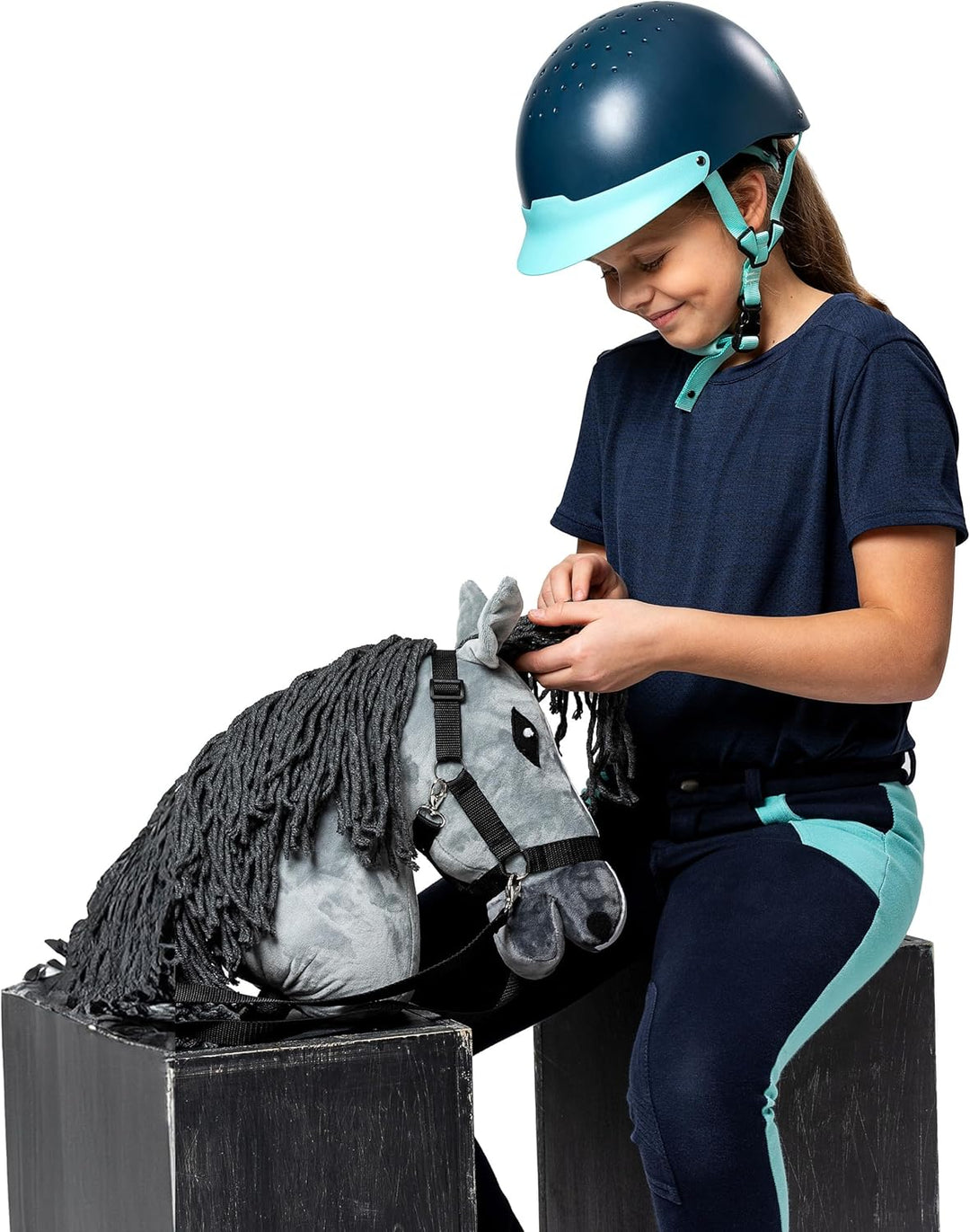 SKIPPI Hobby Horse Graues, Steckenpferd mit Halfter und Zügeln im Set, Hobby Horsing Pferd A3
