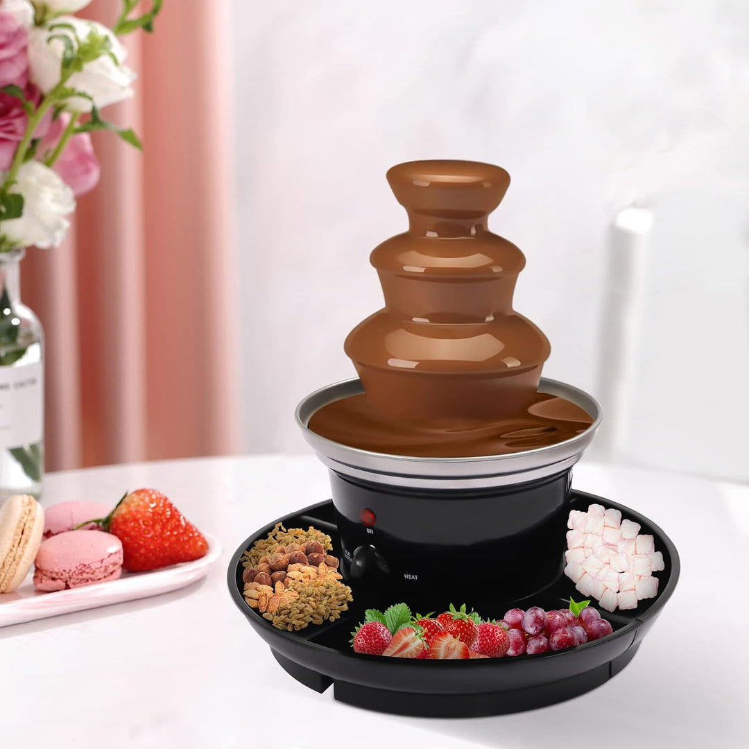 Schokoladenbrunnen Elektrisch 40W Edelstahl Brunnen-Set, 0.45kg Kapazität mit 6 Gabeln &amp; Tablett, Sc