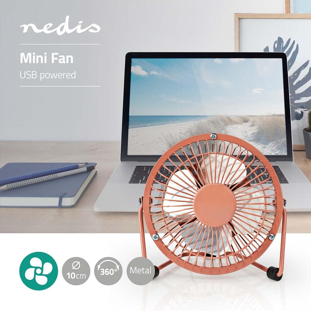 NEDIS Tischventilator | USB Angetrieben | Durchmesser: 100 mm | 3 W | 1 Geschwindigkeit 1.00 m Vinta