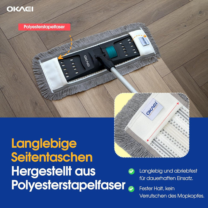 Okaei 10 Stück Wischmopp Bezug (50 cm) - Bodenwischer-Wischbezug für Krankenhäuser & Pflegeeinrichtu