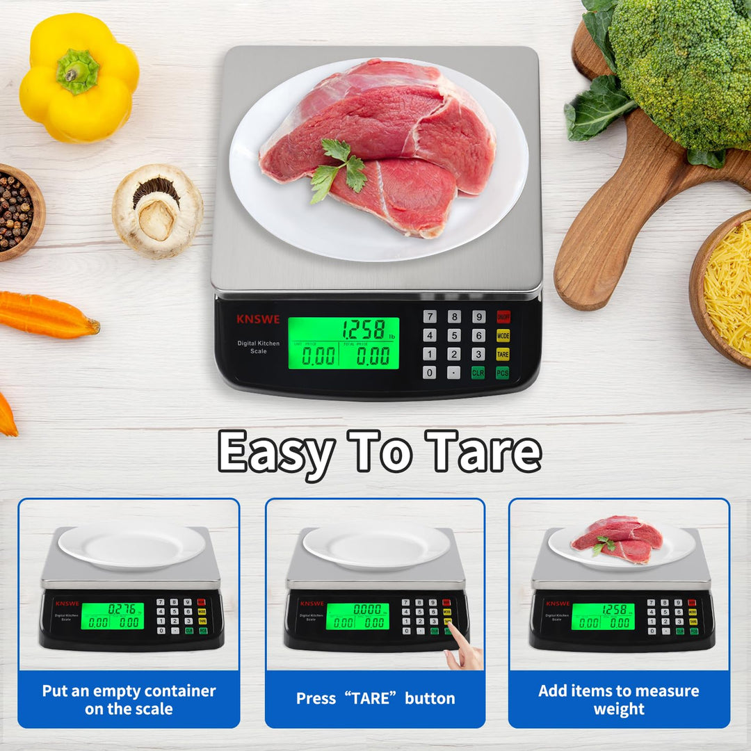 Waage Küchenwaage Gross Edelstahl Digitalwaage 40kg zum Gastronomie Messen von Fleisch Wurst so Weit