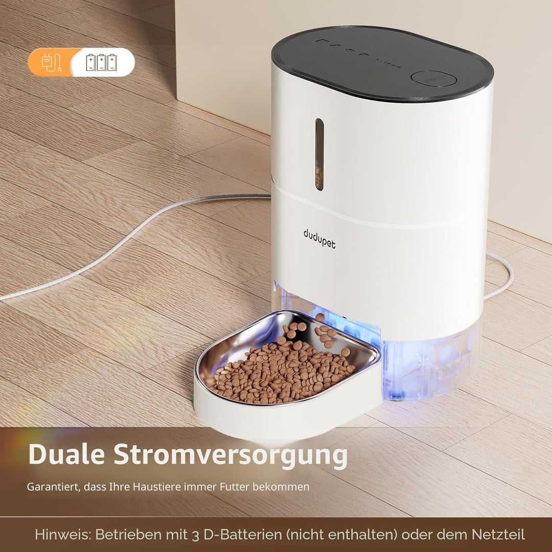 Futterautomat Katze, DUDUPET 4L Automatischer Futterspender Katze, 2.4G WiFi-Fernbedienung, duale St