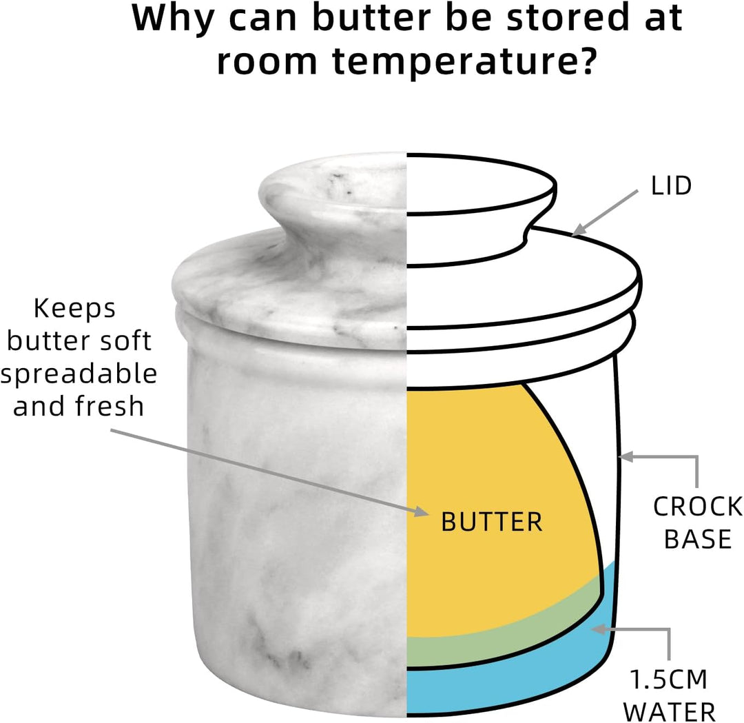 Butterdose Französische mit Deckel Marmor Butter Dose Butterfass Butterglocke Wassergekühlt Butterto