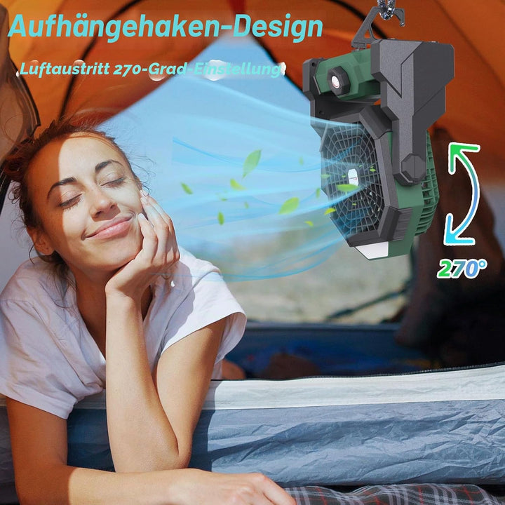 Batteriebetriebener Ventilator, 10400 mAh Campingventilator, wiederaufladbar, tragbarer Ventilator m