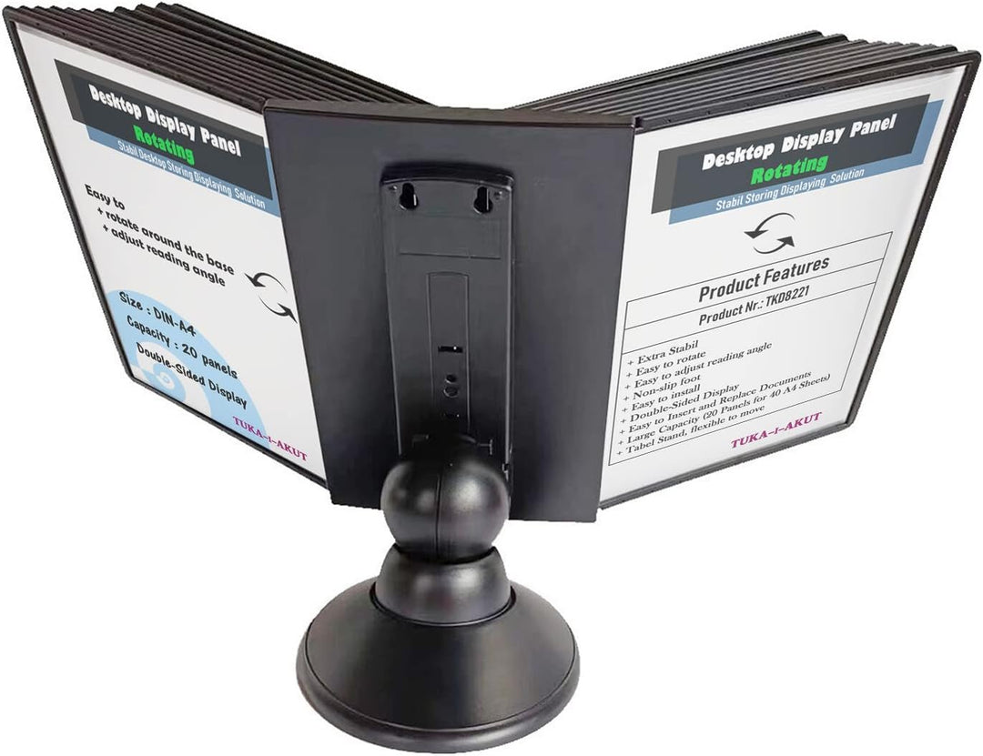 TUKA-i-AKUT 20 Sichttafeln Tisch-Sichttafel Aufsteller 360° Drehbar und Neigungswinkel Verstellbar,