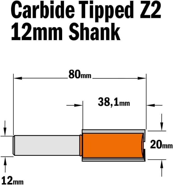 CMT Orange Tools 912.701.11 – Fräser Gerade HM S 12 D 20 x 38