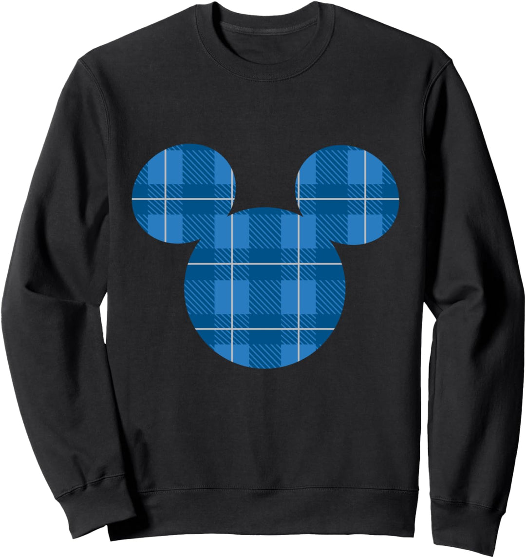 Disney Mickey Mouse Icon Blue Holiday Plaid Sweatshirt