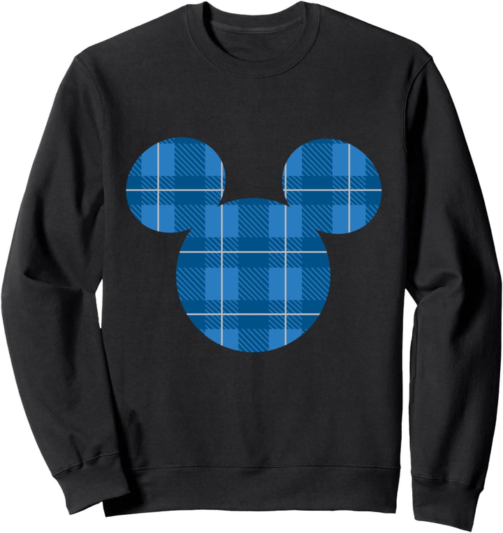 Disney Mickey Mouse Icon Blue Holiday Plaid Sweatshirt