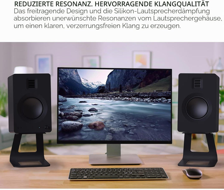 Kanto SE6 Elevated Desktop Speaker Stands for Large Bookshelf Speakers & Full-Size 5”-7” Studio Moni