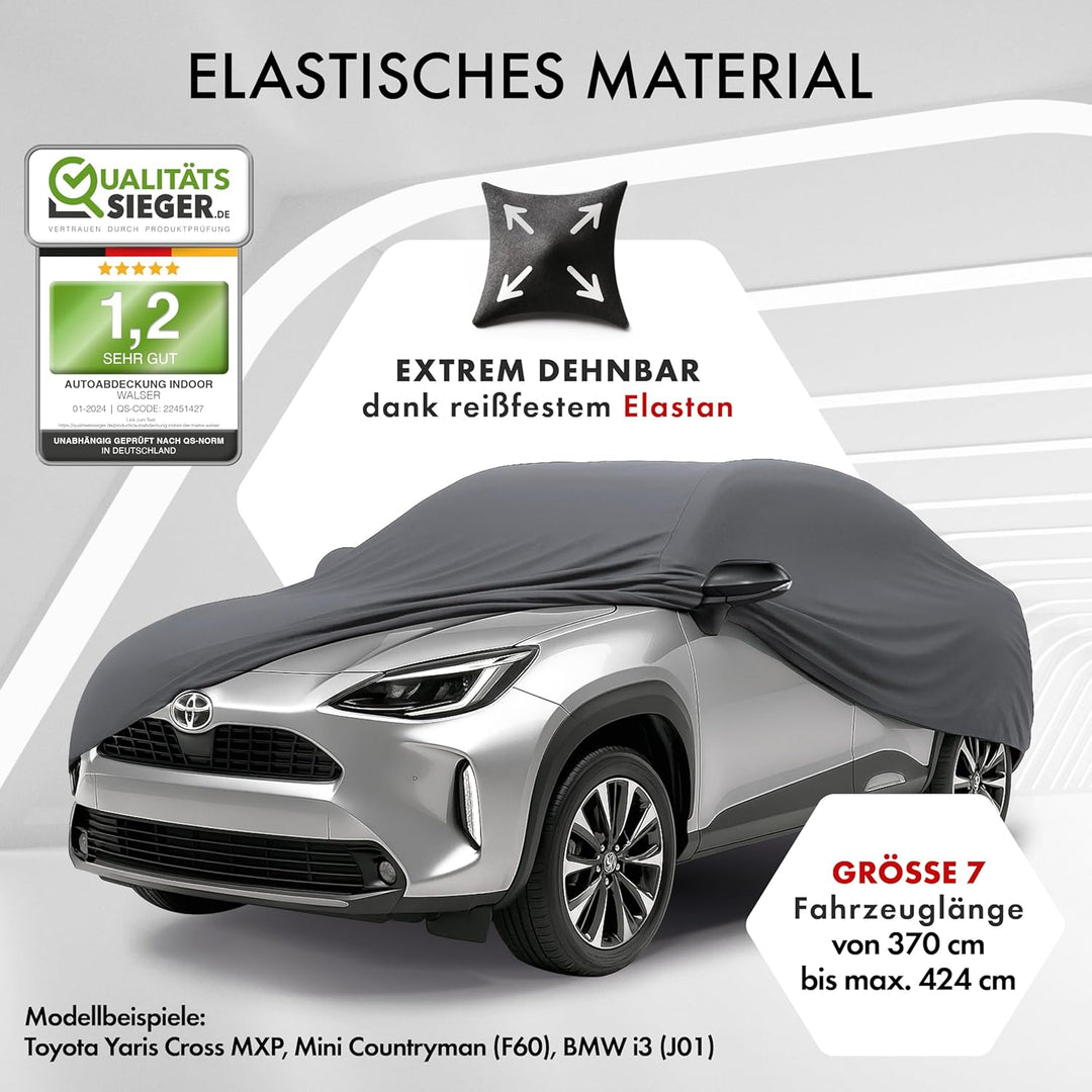 WALSER Premium Abdeckung Auto Indoor Stretch Plus Qualitätssieger Sehr Gut* Autoabdeckung Winter Aut