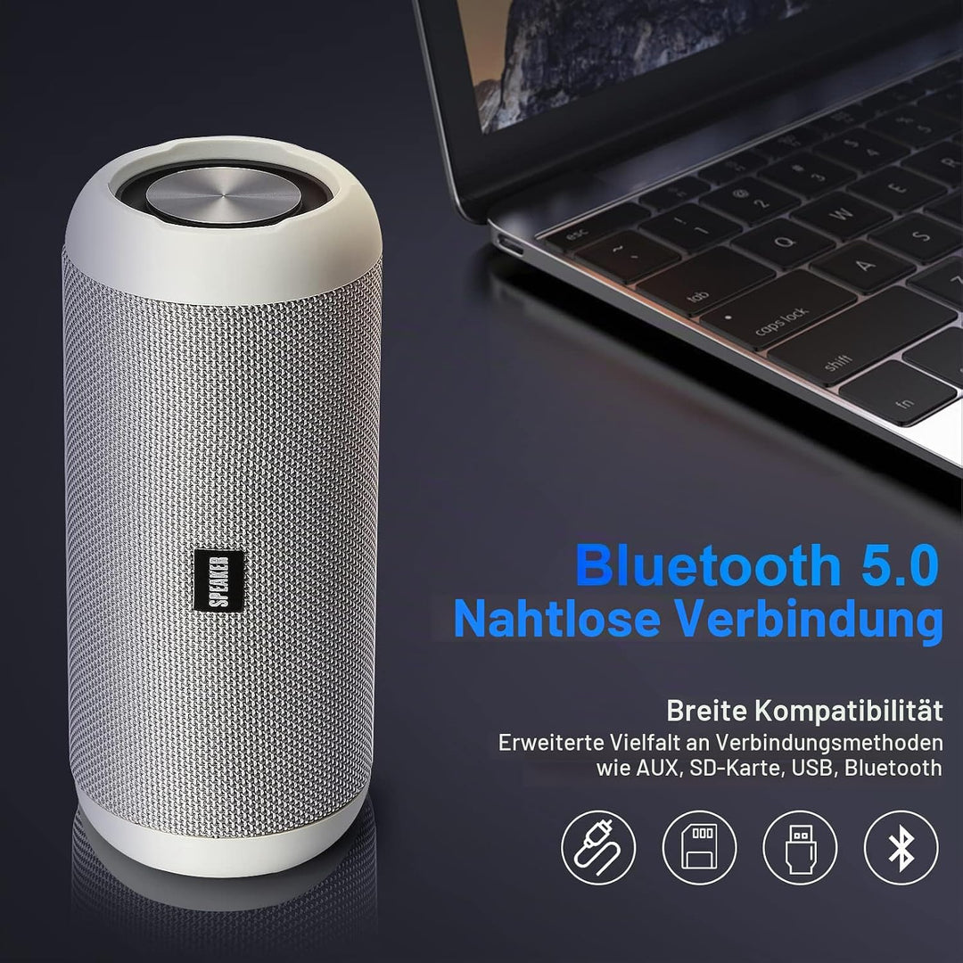 Tragbarer Bluetooth-Lautsprecher, 30 W, Bluetooth 5.0, Dual-Treiber mit HD-Stereo-Funktion, Bluetoot