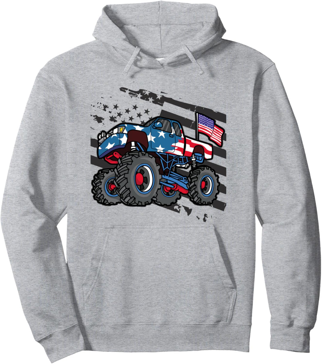 American Flag Trucker - Männer Frauen Jungen Monster Truck Pullover Hoodie