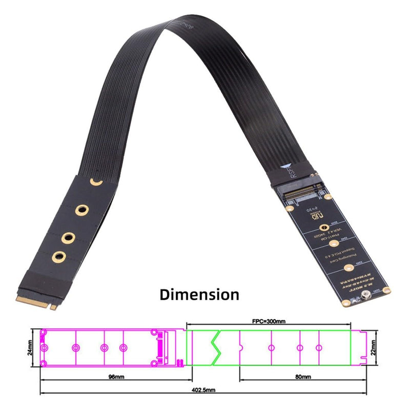 chenyang PCIE 3.0/4.0 M.2 NVME/NGFF SSD Ribbon Flex Extension Card Kabel 30cm Unterstützt 2230/2242/