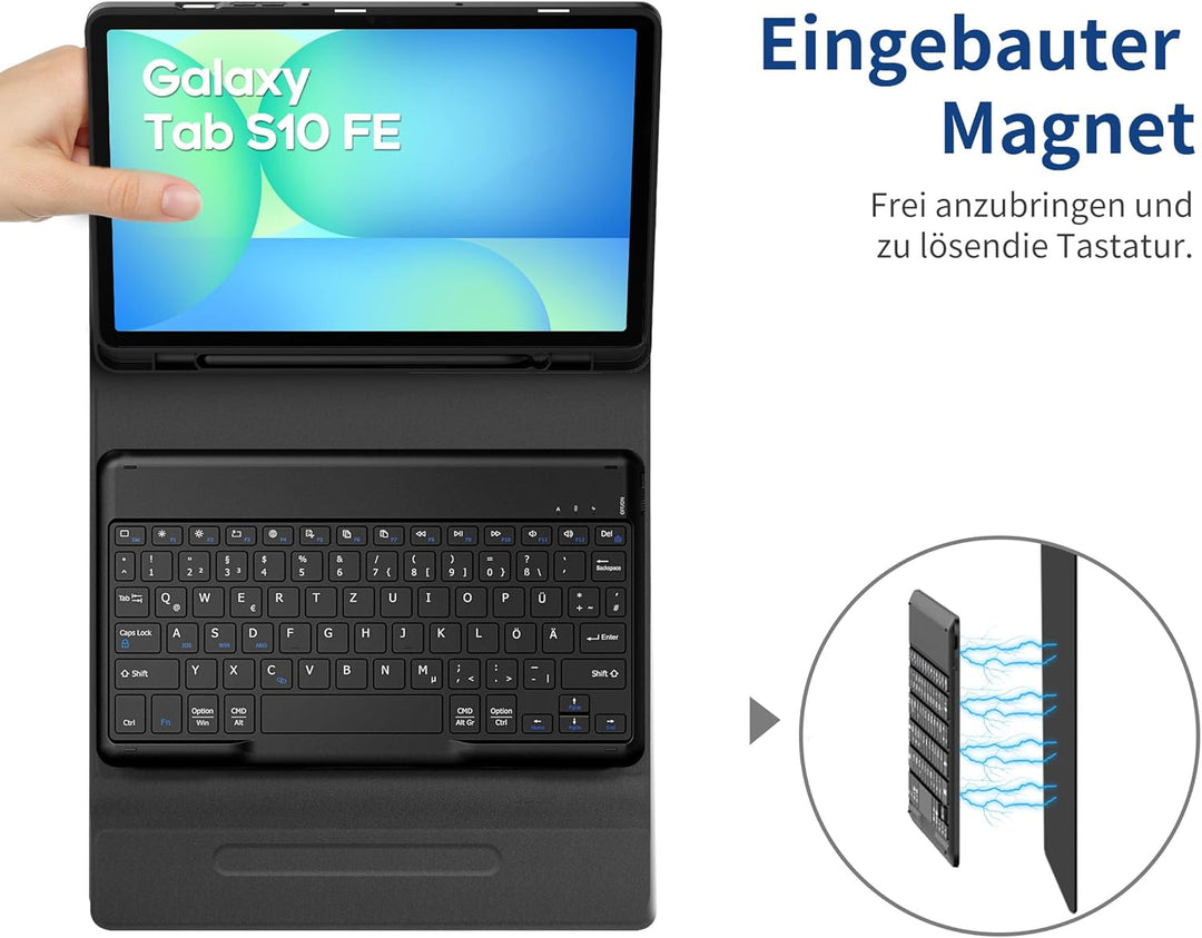 EasyAcc Tastatur Hülle Kompatibel mit Samsung Galaxy Tab S9 FE 10.9 Zoll / S9 2023 11 Zoll mit Schut