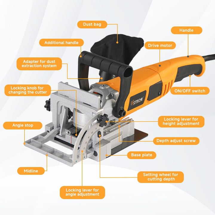 Hoteche 1010W Holz Schlitzfräse - Flachdübelfräse mit 100mm Sägeblatt, 11000rpm, 220-240V - Ideal fü