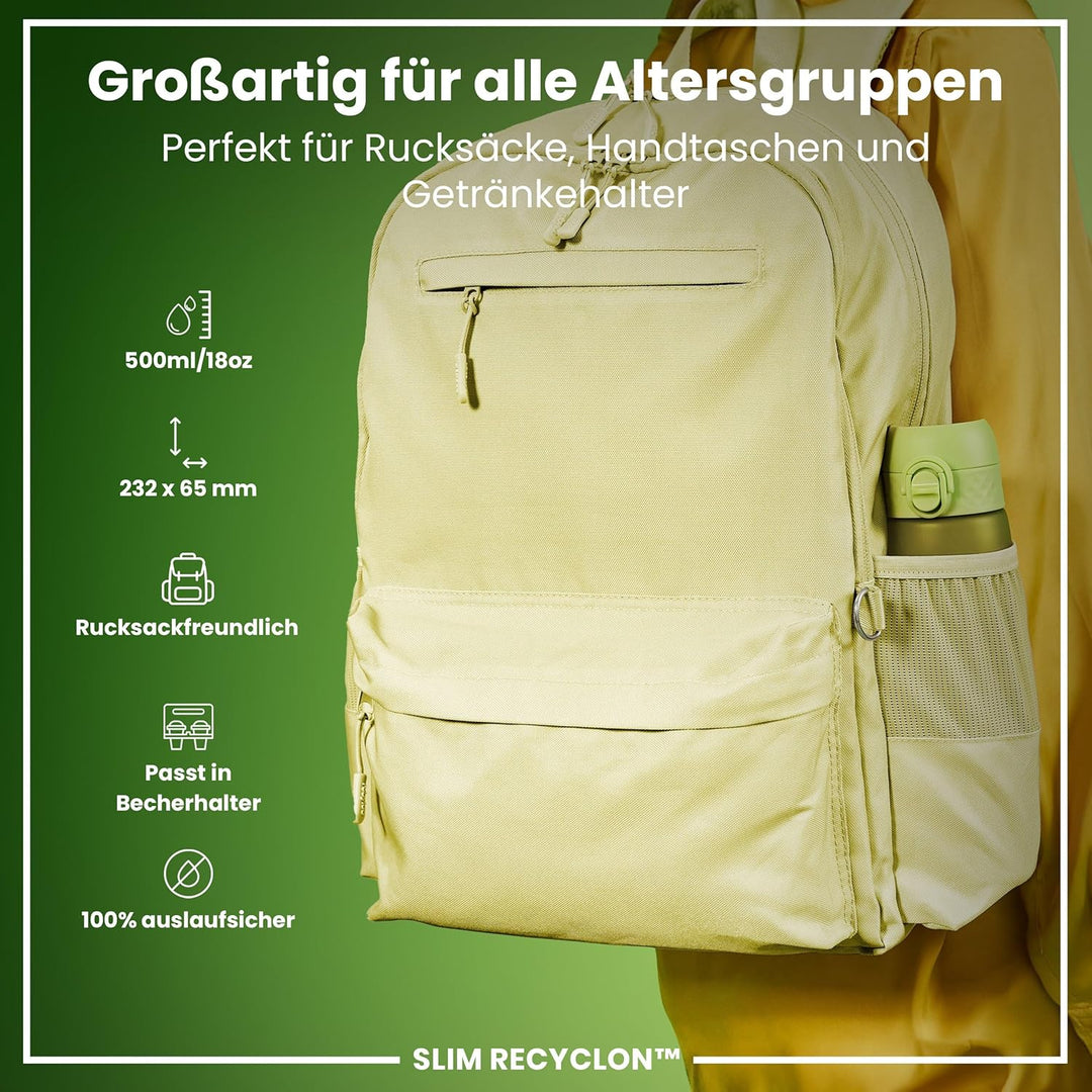 ION8 Trinkflasche, Auslaufsicher, Einhandöffnung, Sichere Verriegelung, Spülmaschinenfest, BPA-frei,