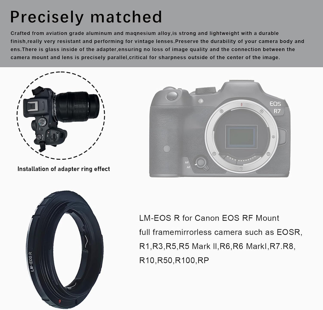 LM-EOS R Objektivadapter Adapterring auf für Leica LM-Objektiv,ZM und VM-Objektiv Kompatibel für Can