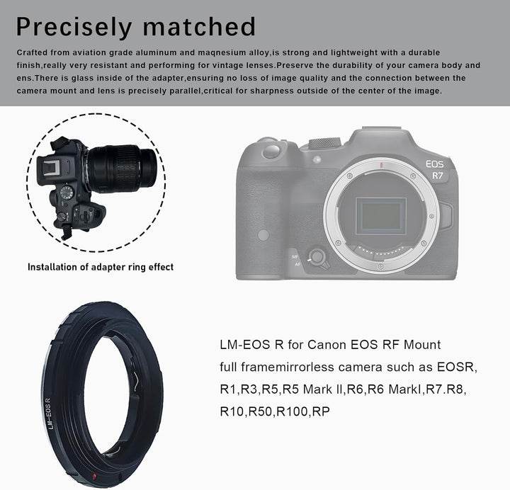 LM-EOS R Objektivadapter Adapterring auf für Leica LM-Objektiv,ZM und VM-Objektiv Kompatibel für Can
