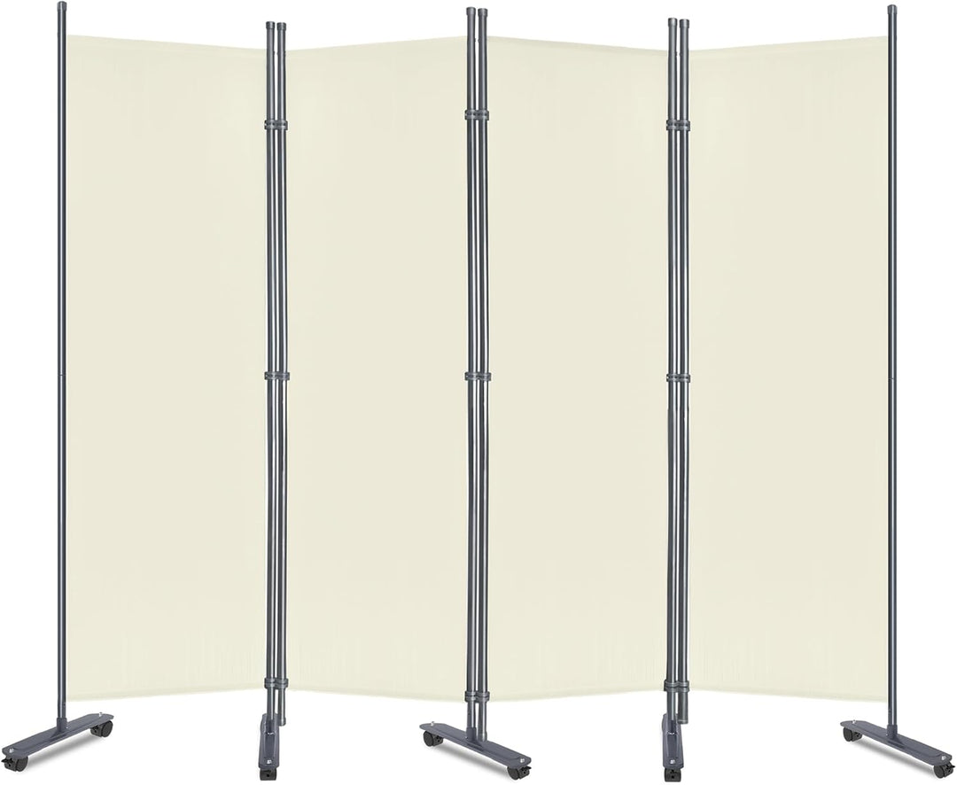 JOIEYOU Paravent Outdoor Sichtschutz Trennwand 4 Teilig 225x185cm Raumtrenner mit Rädern, Flache Füs