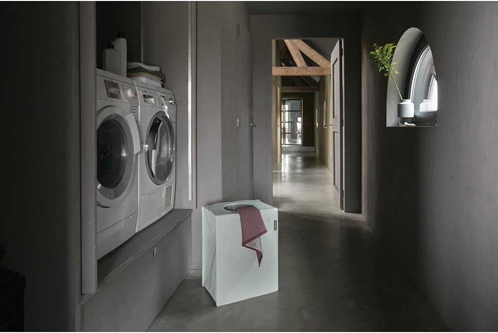 Brabantia - Wäschesack - Quick-Drop-Öffnung - Robuste Textilsack - Platzsparend - Der Deckel lässt s