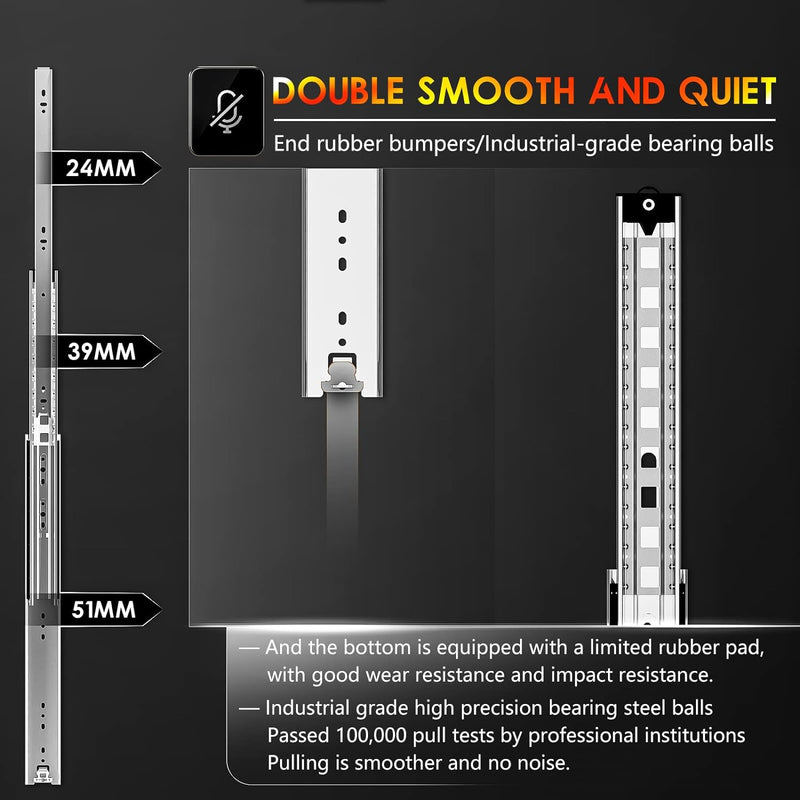 AOLISHENG Schwere Schubladenschienen Vollauszug 750 mm Kugellager schubladenführungen 50 kg Tragkraf
