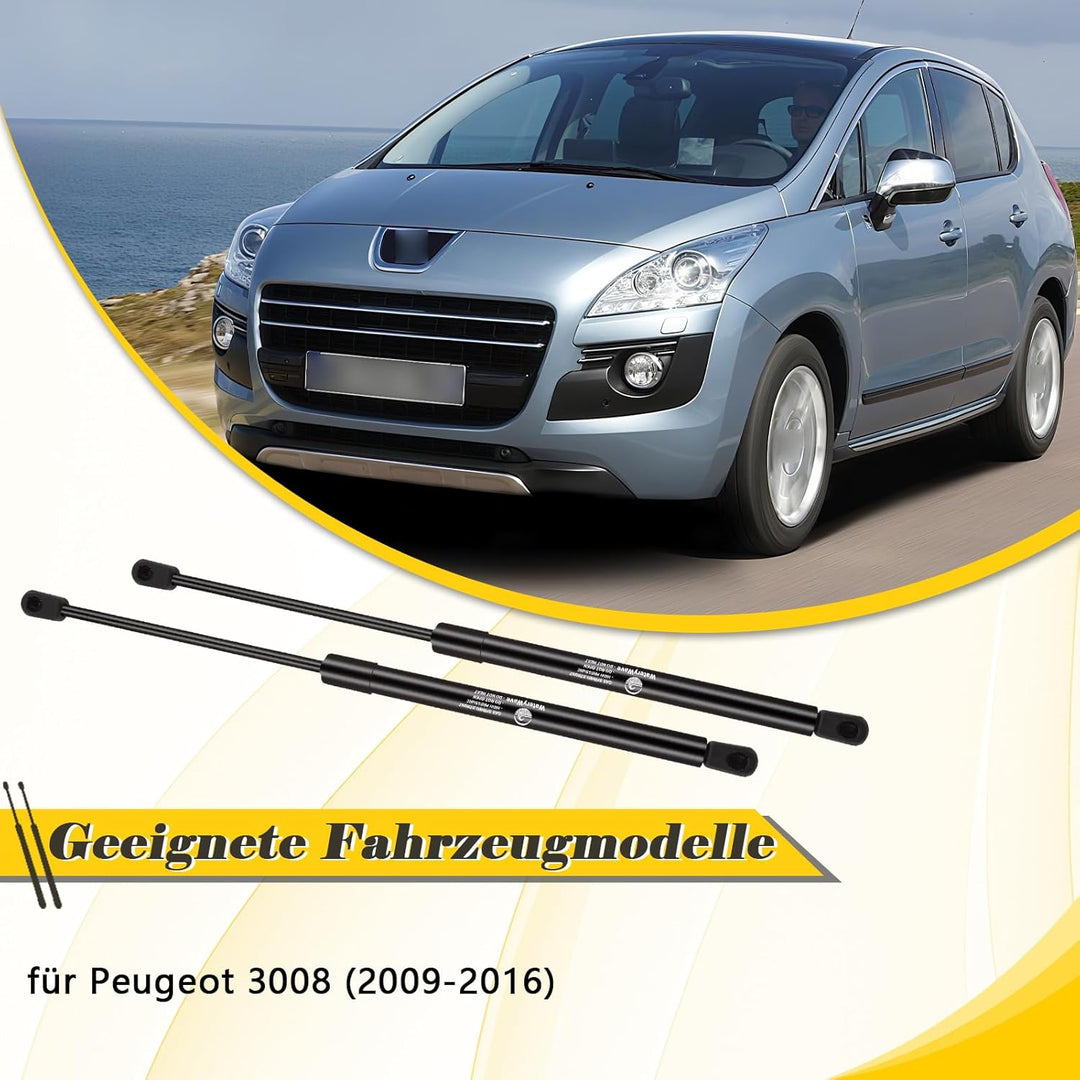 2X Heckklappendämpfer für Peugeot 3008 (2009-2016) Gasdruckdämpfer Schwarz Gasdruckfeder Heckklappe