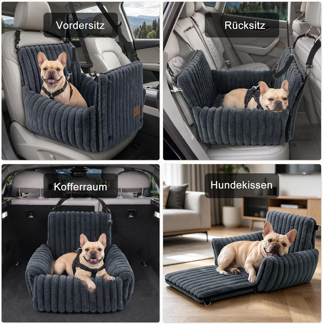 MIXJOY Hunde Autositz für kleine bis mittlere Hunde, Waschbarer Ansteckbare Leine verdickter Memory-