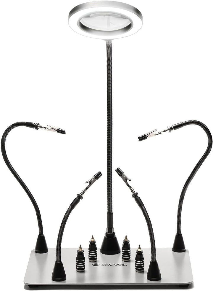 SainSmart Dritte Hand Lötstation Lötwerkzeug mit 4 Magnetische Flexible Helfende Händen, LED-Lupe, 4
