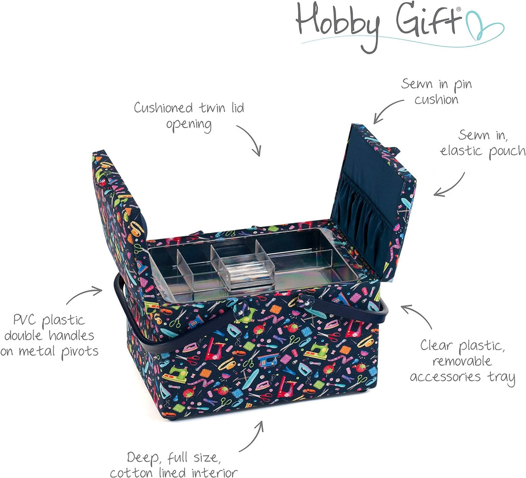 Hobby Gift Nähkästchen, gross, rechteckig, Doppeldeckel, Mini-Nähmaschinen Mini-nähmaschinen Rechtec
