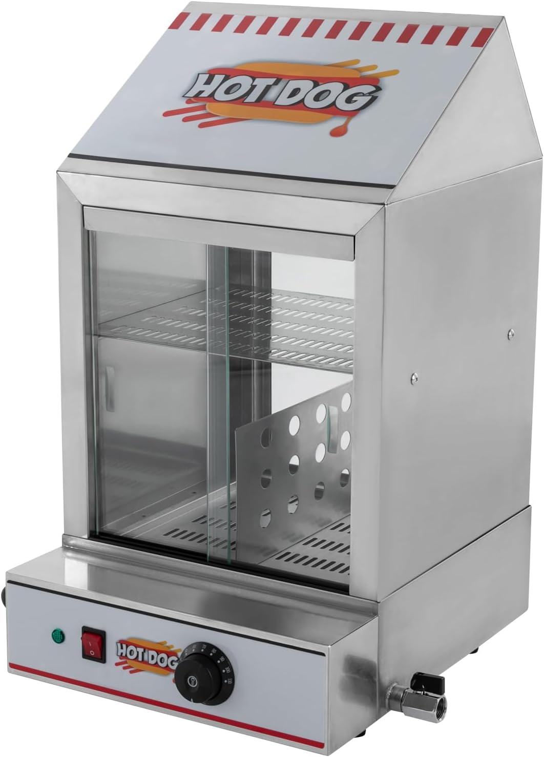 Hot Dog Dampfgarer, 40L 2-stufiger Hot Dog Hütten-Dampfgarer mit Servierzange und Ablassventil, für