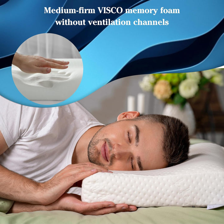 KoKoTex Nackenstützkissen - Kopfkissen Nackenschmerzen - Memory Foam Pillow - Orthopädisches Kissen