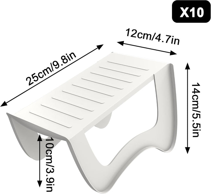 Platzsparender Schuhorganizer 20er Set Weiss, 2-stöckiger Schuhstapler aus robustem PP Kunststoff, r