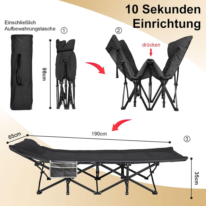 ATORPOK SHOP Campingbett feldbett klappbar, Extra Breit Faltbar Klappbett Feldbett Campingbett für O