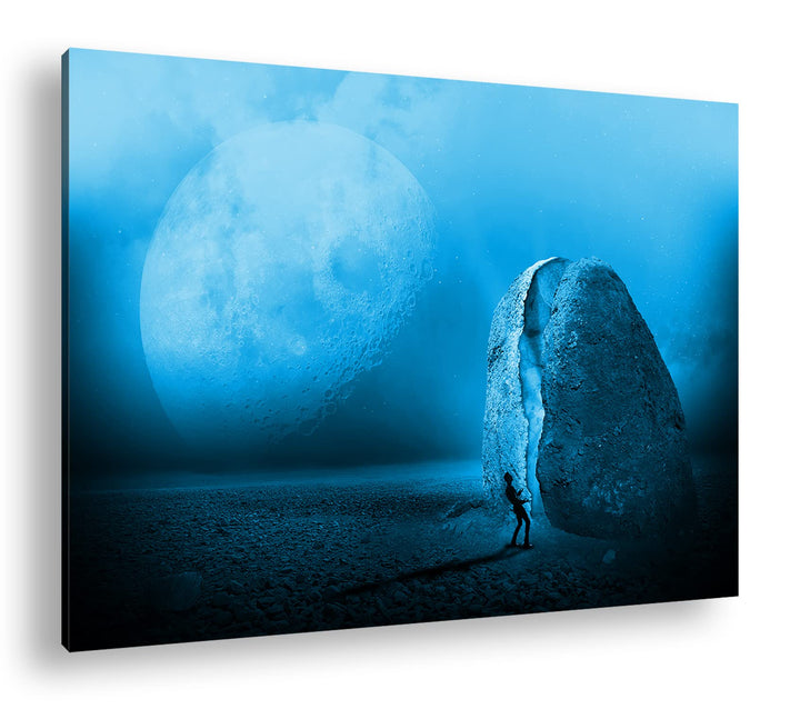 unbekannte Planeten Oberfläche Format 80x60 Effekt: Monocrome Blau als Leinwandbild, Motiv fertig ge