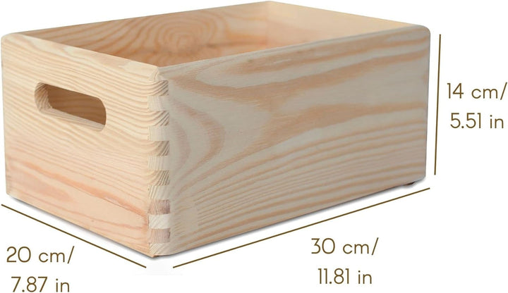 Creative Deco Grosse Holzkiste Obstkiste Korb | 30x20x13cm (+/-1cm) | mit Griffen | ohne Deckel | Hö