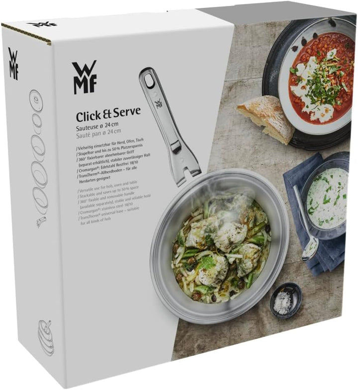 WMF Click&Serve Bratpfanne Induktion, ohne Edelstahlgriff, Cromargan Edelstahl beschichtet (ohne Ede