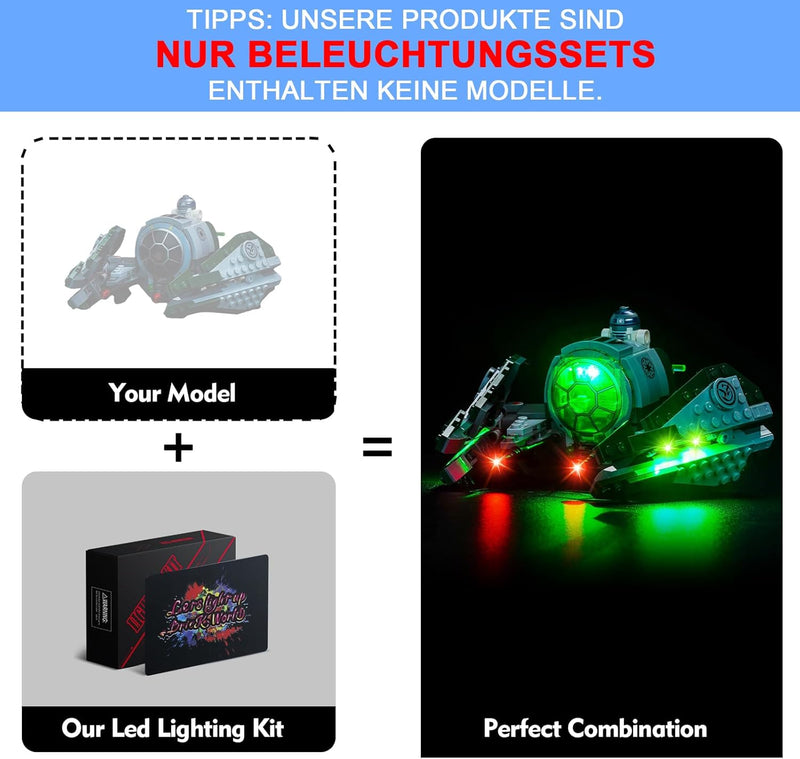 LocoLee Licht Set Kompatibel mit Lego Yodas Jedi Starfighter 75360, Nur Lichter Set - Kein Modell, L