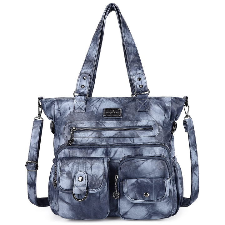 Angel Kiss Handtasche Damen Schultertasche Multifunktionale Umhängetaschen Gewaschenes Veganes Leder