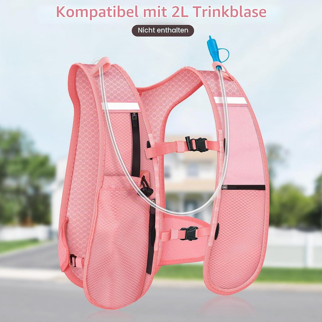 Nextyu Laufweste Damen und Herren, Trinkweste mit Trinkflasche Soft 500ML &amp; Handytasche, Trinkrucksa