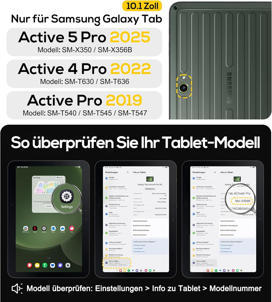 BRAECN Hülle für Samsung Galaxy Tab Active 4 Pro 2022 / Active Pro 2019 10.1 Zoll, Stossfeste Robust