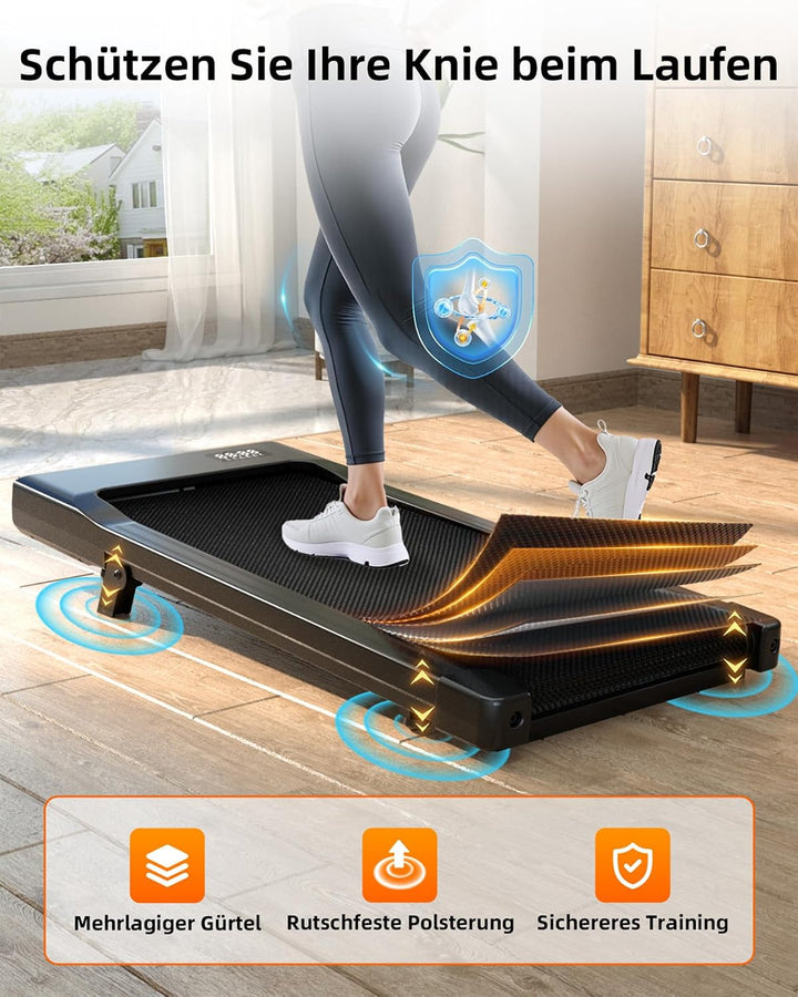 Copant Walking Pad mit Steigung 6%, Laufband für Zuhause mit Smart App Helles Schwarz 90CM, Helles S