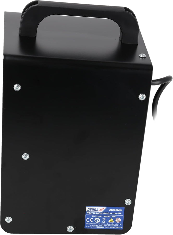 DEDRA Elektrische Heizung Heizfläche 20 m² – Quadratische 2,0 kW, keramisch PTC-Heizelement, für gut