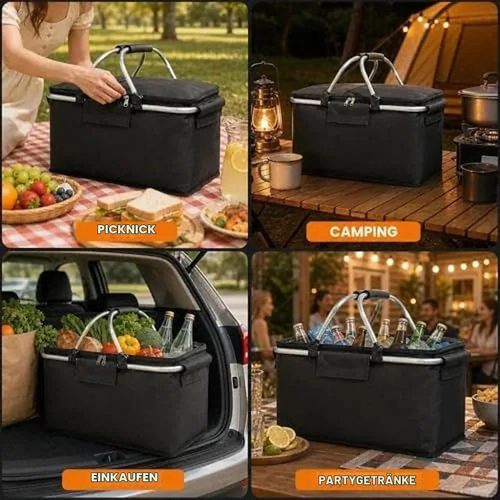Einkaufskorb Faltbar, Einkaufskorb mit Kühlfunktion, Thermo als Picknickkorb,Tragekorb,Kühlbox Tragb